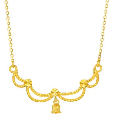 周六福5G黄金项链计价足金漫梦铃兰颈饰链坠在逃公主系列圣诞礼物