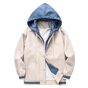 男士外套春秋冬季2026新款潮牌休闲上衣棒球服男装假两件加厚夹克