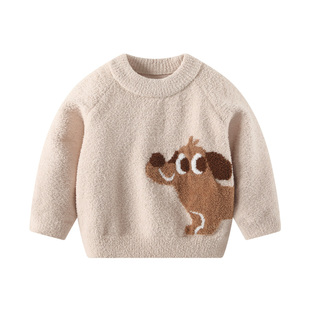 波步婴儿毛衣2026冬装男宝宝半边绒上衣男童秋冬加绒加厚保暖衣服