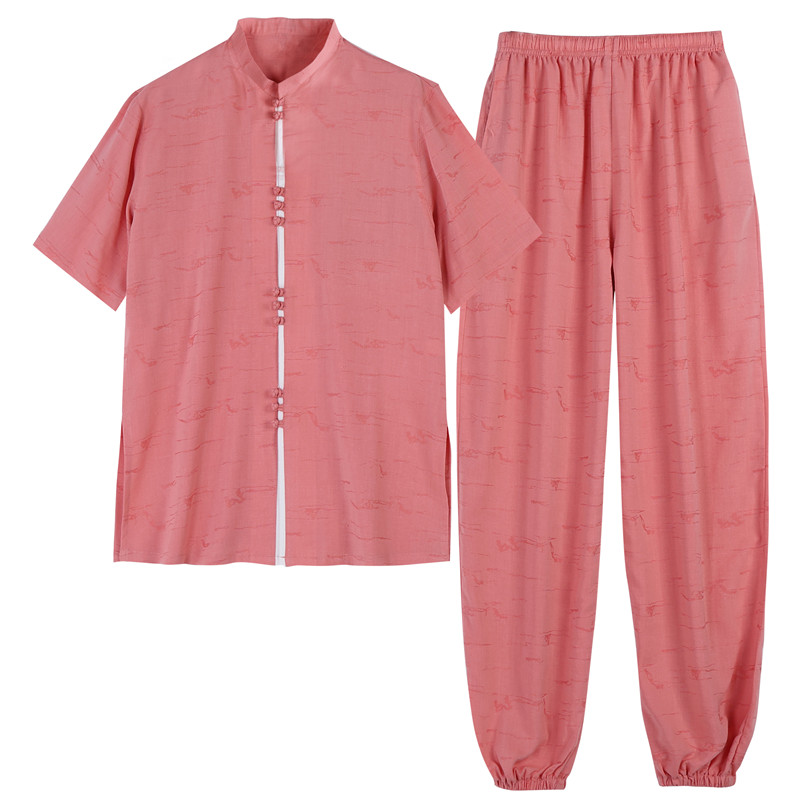 夏季薄款棉麻短袖太极服女新款男