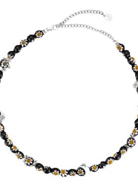 千花琉璃珠素银项链锁骨链