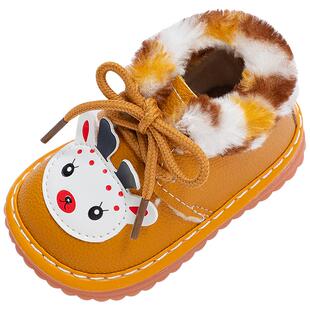 冬季6-12个月婴儿软底叫叫学步鞋1岁男女冬天0加绒2宝宝鞋子棉鞋8