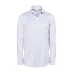 SUITSUPPLY秋藏青色Traveller比马棉条纹合体衬衫