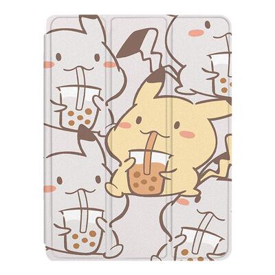 imobile皮卡丘适用ipad保护套ipadpro带笔槽air5宝可梦4动漫mini6/2021苹果11寸10第九代三折式3/2平板保护壳