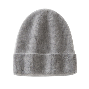 极简风拉绒100%纯山羊绒帽子男女同款大头围保暖护耳毛线帽秋冬季