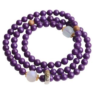 心斋堂天然原矿美国紫云母石手串女海蓝宝水晶本命年马年手链送礼