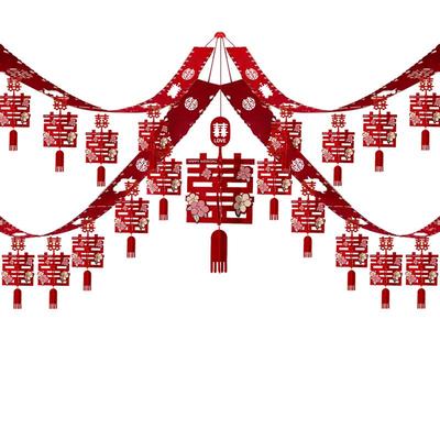 婚房布置客厅装饰屋顶吊顶拉花