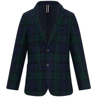 hazzys男士休闲格子羊毛西服外套