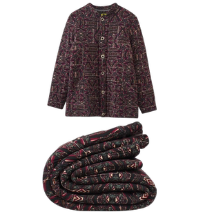 中老年人加厚保暖棉衣驼绒毛保暖套装女士保暖服妈妈过冬棉衣裤肥