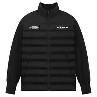 404MOB冬季轻薄90白鸭绒羽绒服针织拼接排骨服男保暖立领情侣外套