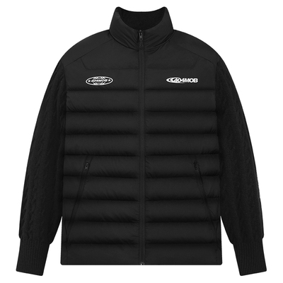 404MOB冬季轻薄90白鸭绒羽绒服针织拼接排骨服男保暖立领情侣外套