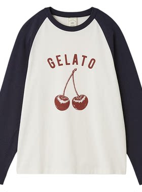 gelato pique秋冬女字母猫咪樱桃长袖T恤睡衣PWCT254274