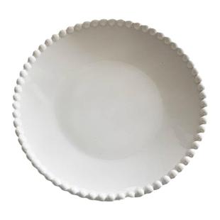 安木良品 外贸出口 法式ins珠点边纯白陶瓷盘子甜品西餐沙拉平盘