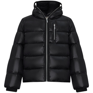 CHINISM丨黑色连帽羽绒服男冬季美式短款男士面包服/XV2342E3047
