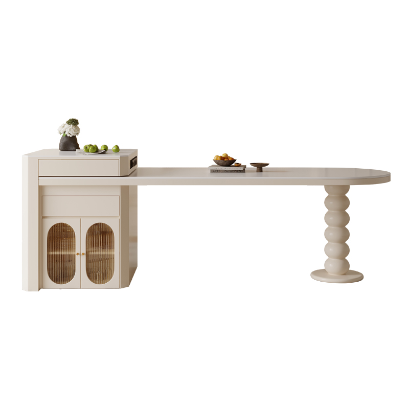 2023新款导台加餐桌一体家用可伸缩实木法式奶油风厨房齐平中岛台