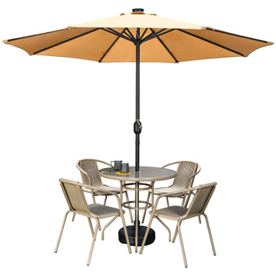 远茂户外桌椅带伞大号商业街休闲铁艺太阳伞室外庭院中柱遮阳伞