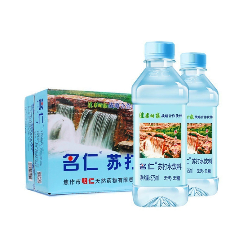 名仁苏打水375ml*24瓶饮料原味柠檬芦荟玫瑰水蜜桃芒果味无汽整箱
