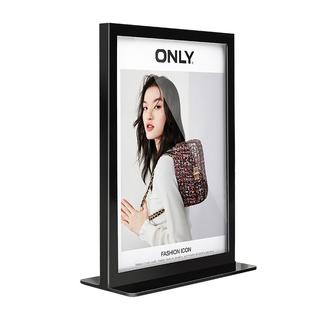 a4台卡展示牌立牌亚克力桌牌金属定制桌面广告牌高档摆台双面不锈钢海报展示架服装店价格牌a3特价促销牌水牌