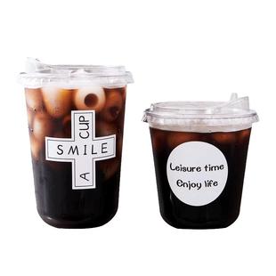 一次性奶茶杯子咖啡杯带盖透明饮料杯塑料瓶加厚外出携带外带打包