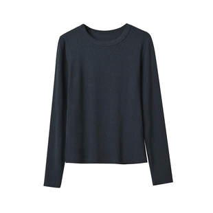 竹节慕斯 女士圆领长袖打底衫 纯色T恤衫基础上衣 春秋款 女装