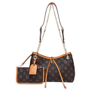 LK大牌包包女式2026新款高级感小个子老花真皮单肩腋下链条托特包