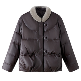 中年妈妈皮棉衣秋冬加厚保暖时尚妇女羽绒棉袄洋气质宽松皮草棉服