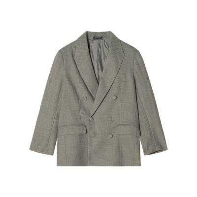 【ROW风】Unvesno(UN)秋季高智感亚麻混纺人字花呢肌理感西装夹克