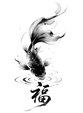 福临锦鲤草本持久防水纹身贴
