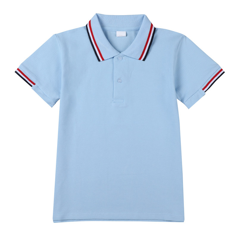 儿童校服天蓝色T恤学生纯棉POLO