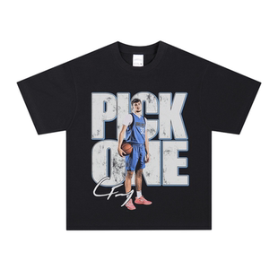 独行侠库珀弗拉格球星印花T恤美式篮球宽松嘻哈重磅复古短袖男tee