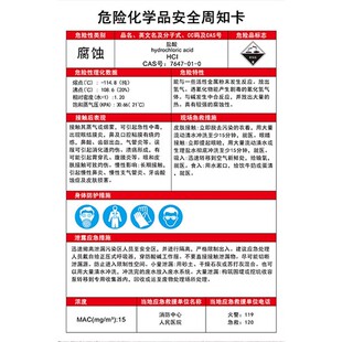 硫酸危化学安全周知卡危化品标识标签贴危险化学品安全周知卡MSDS仓库警示牌告示牌标志技术说明书安全风险点