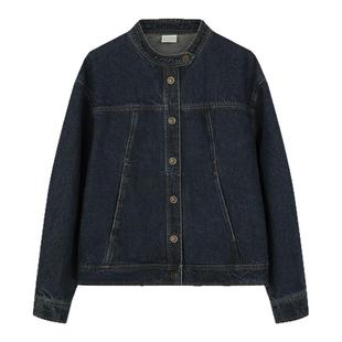 solighter 法式复古小立领牛仔外套女秋季2025新款宽松夹克外套