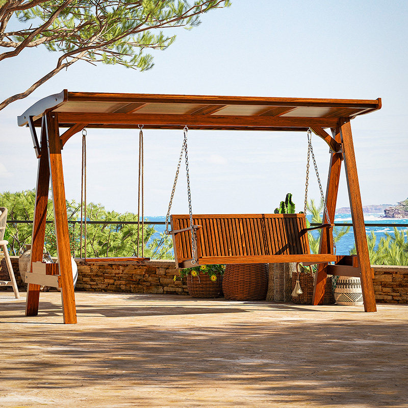 防腐木秋千实木摇椅吊椅室外摇篮露台露天庭院荡秋千户外农村小院