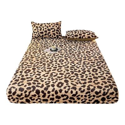 欧美复古风轻奢豹纹兔毛绒床笠