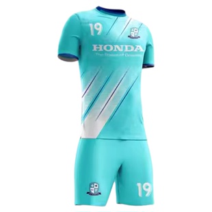 湖蓝色足球训练服冬体育生运动比赛队男儿童套装村超球衣定制8651