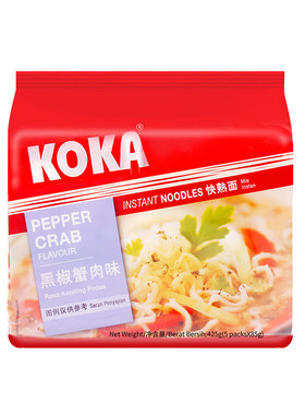 可口牌KOKA黑椒蟹肉方便面85g*5
