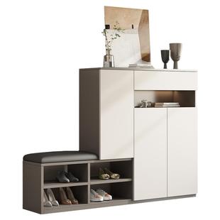 实木鞋柜家用门口网红入户鞋柜坐凳一体定制小房间简易防尘收纳柜