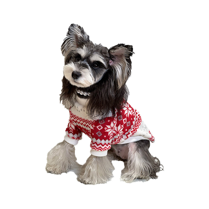 狗狗猫咪双面绒圣诞雪花宠物衣服