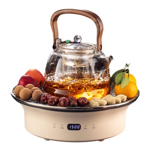 围炉煮茶烤火炉套装2025奶油风新款家用室内煮茶器玻璃养生电陶炉