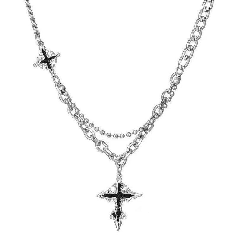 NG十字架吊坠钛钢项链女款轻奢