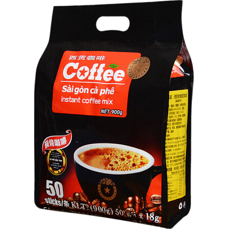 原装进口越南西贡炭烧咖啡粉900g袋装三合一速溶咖啡原味50条包邮
