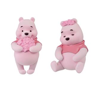 万代BANDAI小熊维尼植绒公仔动漫周边樱花版模型手办女孩玩具礼物