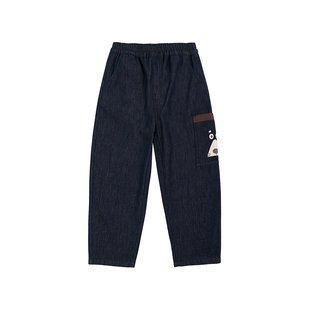 ebaer儿童防褪色加绒牛仔裤2025冬装新款男童加厚保暖卡通长裤潮