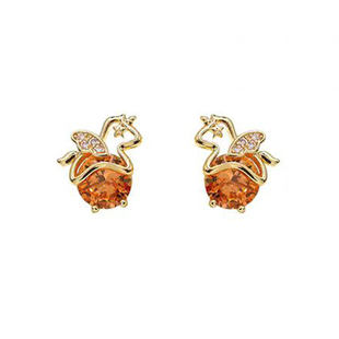 「青芥」马到成功金色锆石小飞马耳环马年本命年新年耳饰耳夹耳钉