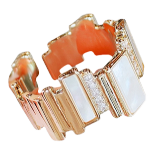 LYNNROMAN几何设计感方形戒指女ins潮高级感贝壳开口可调节食指戒