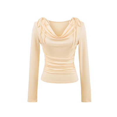 12/8Byurun肩膀拉绳堆堆领收腰瑜伽服女普拉提训练服运动罩衫上衣