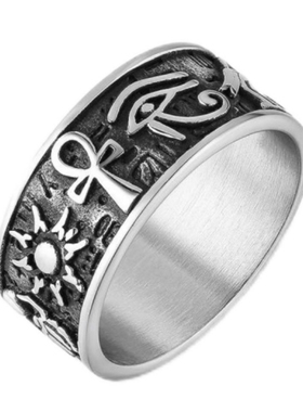 欧美风男钛钢复古古埃及符号戒指