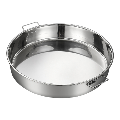 双耳圆盘不锈钢商用提手饭盘直身