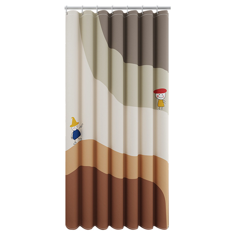 浴室防水布浴帘套装免打孔加厚卫生间隔断帘厕所窗帘门帘淋浴帘子