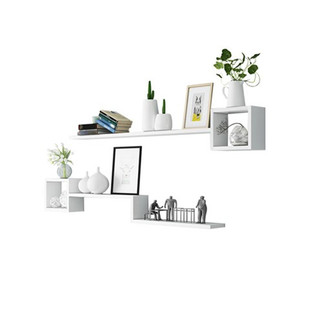 墙上置物架壁挂式书架木板格子卧室客厅书房 背景墙面创意装饰架